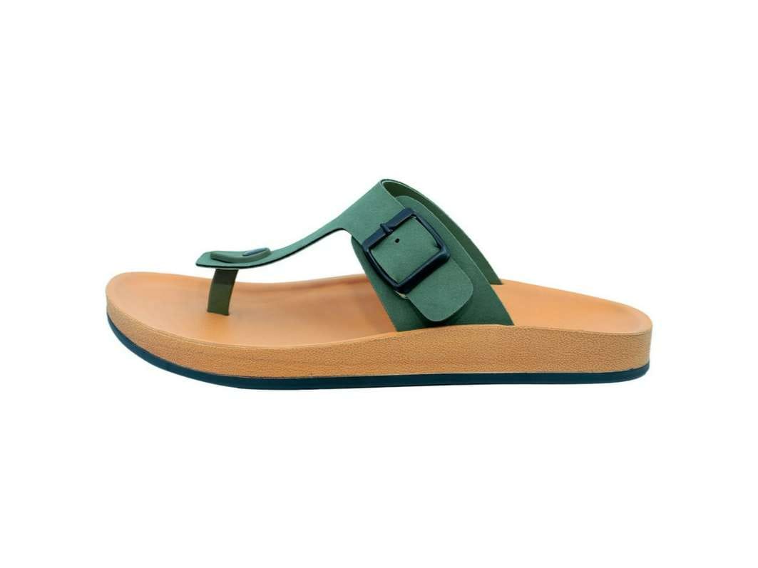 VKC Deon DG9633 Green Men's Semi Covering Synthetic Leather Sandal  - UK 8