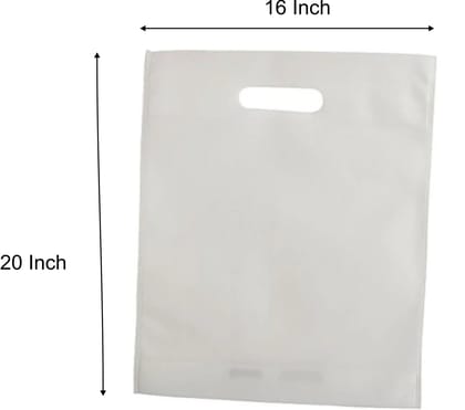 Non Woven , D Cut Shipping & Carry Bags , Size 16''x20'' , Color - White , 1 kg.( 80 GSM )
