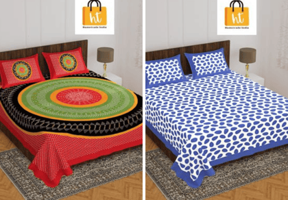 2201-Hometrade India- Standard Double Size (90*100 in )-Combo Double Bedsheet