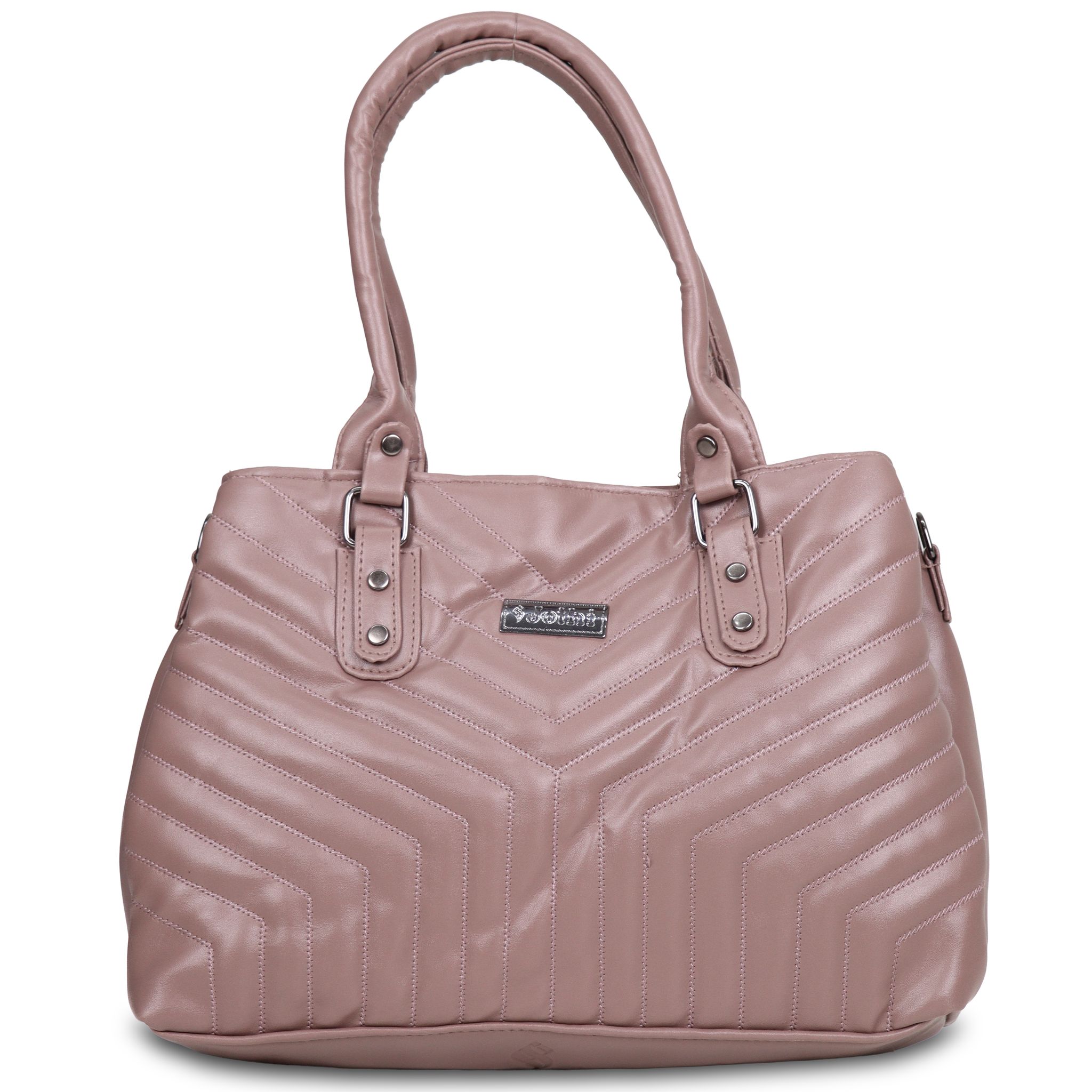 Jothi Arrowyn Premium Womens Handbag | 3-Compartment Quilted Synthetic Leather Tote | Semi-Gloss Finish | Water-Resistant | Soft Base | Mauve