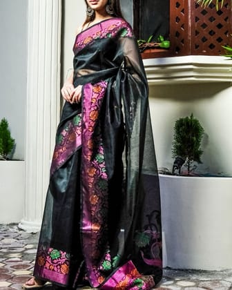 Dilkash handwoven banarsi kota check saree