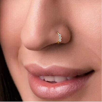 Moonbeam Diamond Nose Ring 3 Nug Diamond Nose Ring for Women And Girl Pack of 1