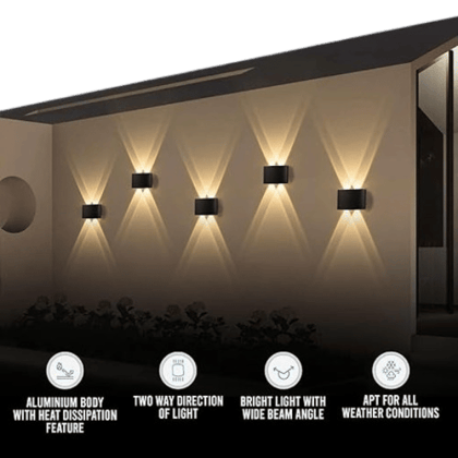 Wall Lights - 4W IP65 Waterproof Wall Lamp –2 Way Exterior Wall Light for Decoration| Up Down Light for Balcony | Outdoor Wall Lights for Elevation,Garden & Patio Lights -(Warm White)-Pack of 1_assorted colour