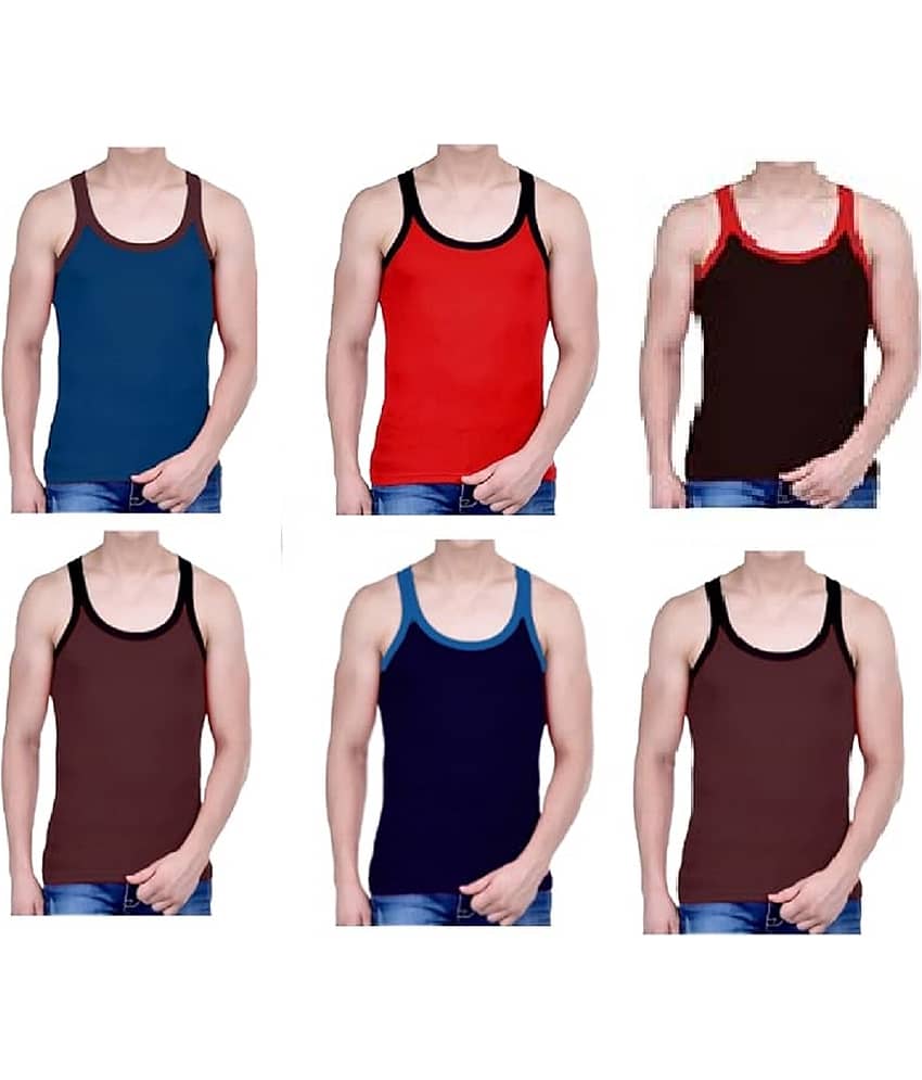 INNERO Pack of 6 Cotton Gym Vest For Men ( Multicolor6 )