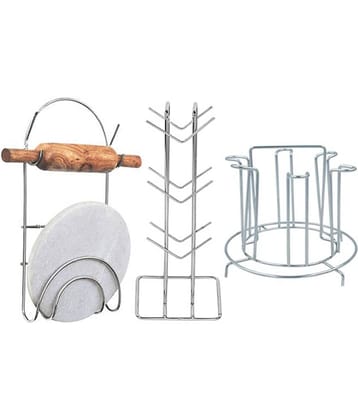 JISUN - Silver Stainless Steel Storage Racks ( Pack of 3 )