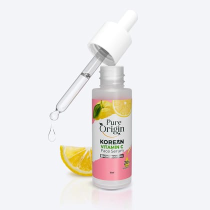 Pure Origin Korean Vitamin C Bright Boosting Face Serum | for Brighter, Glowing and soft skin | For women and men | For all skin type | 30mL Pure Origin Korean Vitamin C Bright Boosting Face Serum | for Brighter, Glowing and soft skin | For women and men