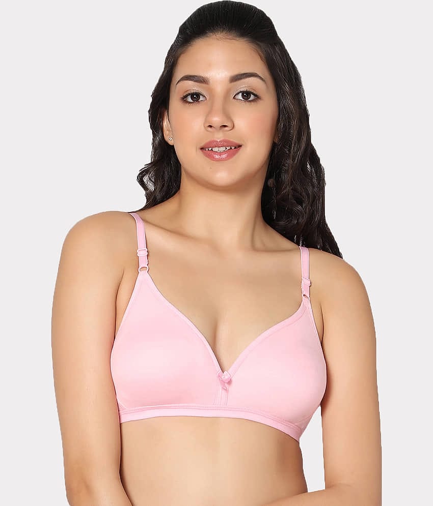 IN CARE LINGERIE Cotton Non Padded Women's Plunge Bra ( Pink )