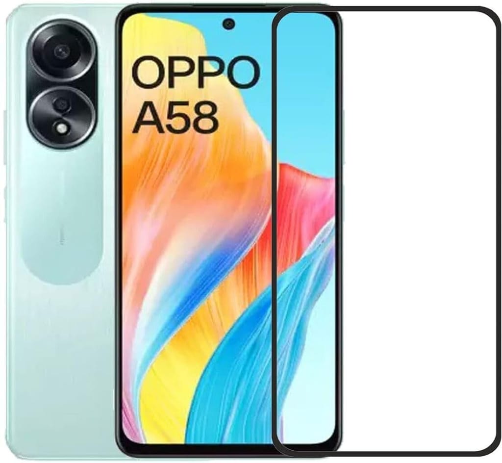 PLUGTECH Advanced Tempered Glass With Anti-Explosion 9H Hardness Edge-To-Edge Coverage Screen Guard for OPPO A58