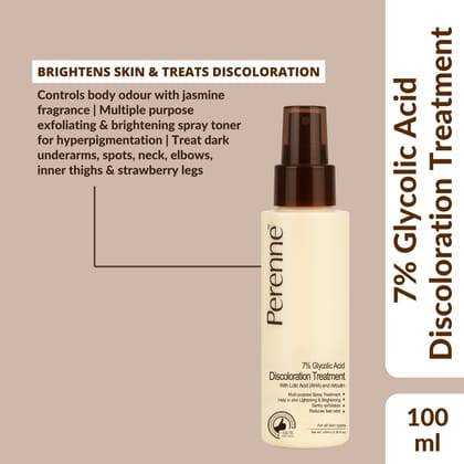 Perenne 7% Glycolic Acid Discoloration Treatment Spray for Skin Brightening | Controls Body Odour | Helps reduce the darkness and pigmentation of underarms, elbows, neck, knees, and inner thighs 