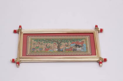 Tisser Pattachitra handpainted Palm Leaf, Wood frame