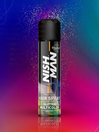 Nishman Professional Hair Color Spray | Cruelty, Peroxide & Ammonia Free |Suitable For Daily Use | Unisex Temporary Hair Color - Glitter Multicolor | 150 ML