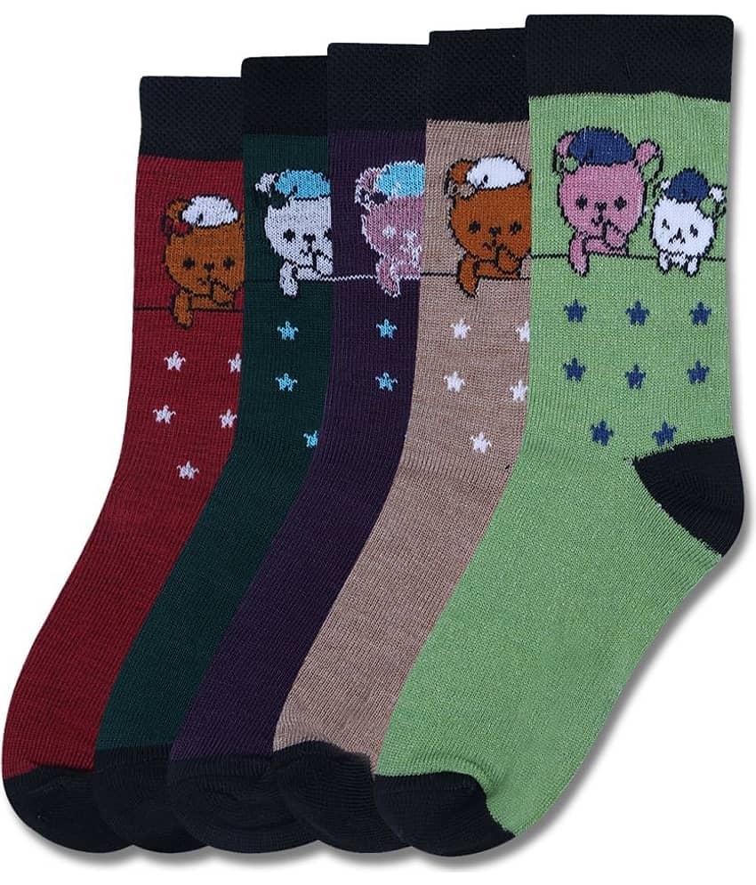 Dollar Multicolor Cotton Blend Boy's Ankle Length Socks ( Pack of 5 )