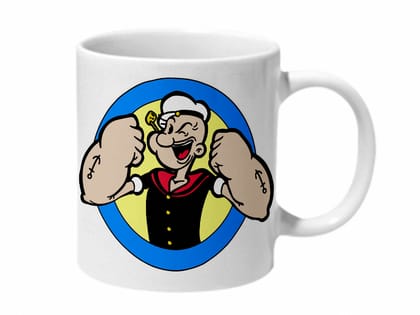 Multicolor Popeye Laughing Baground Ceramic Mug