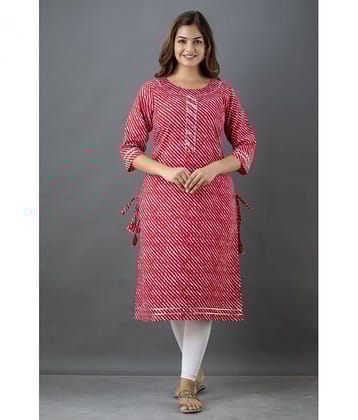 Lee Moda - Red Cotton Women's Straight Kurti ( Pack of 1 )
