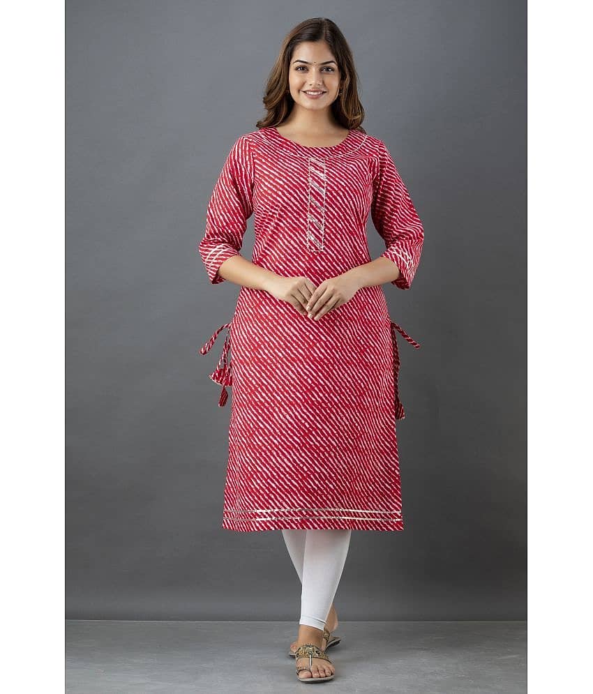 Lee Moda - Red Cotton Women's Straight Kurti ( Pack of 1 )
