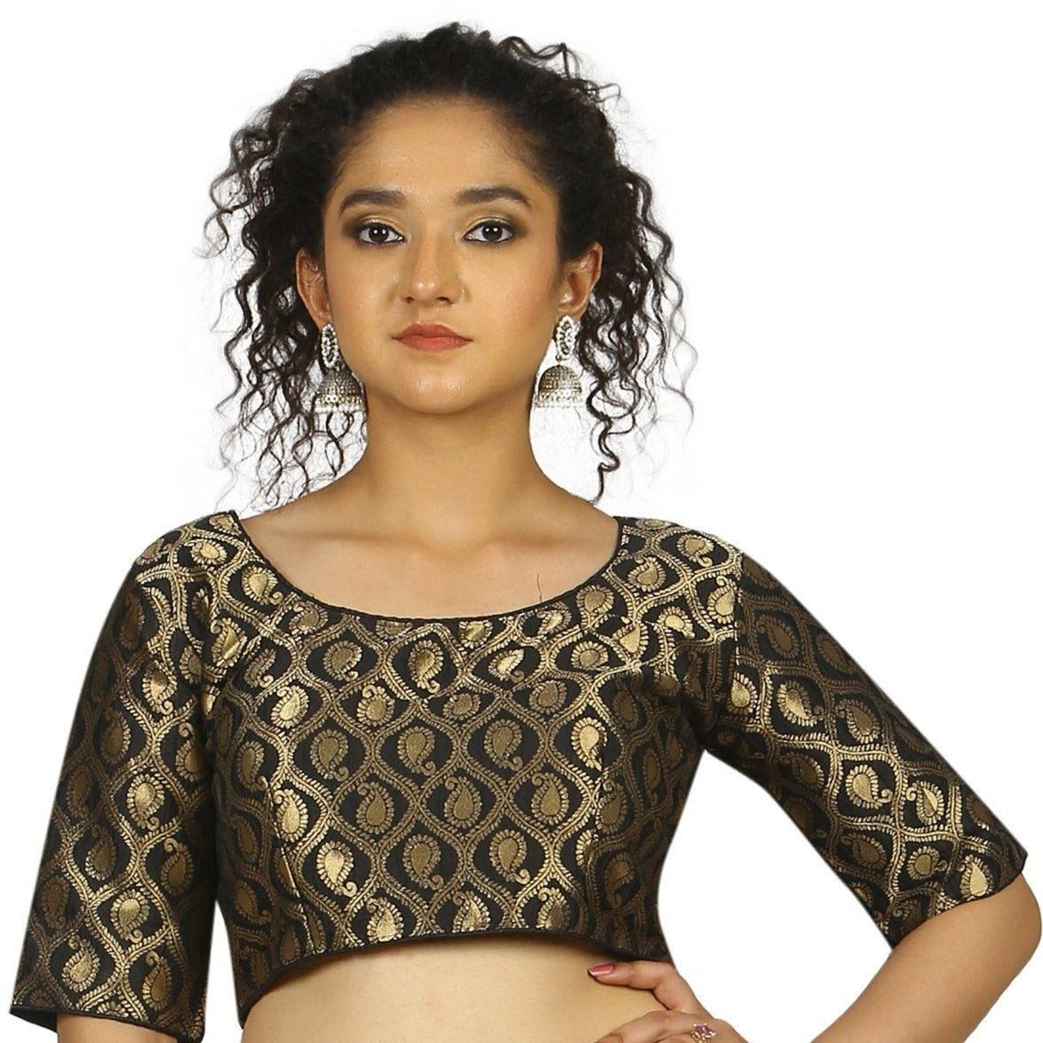 TheHangr Black Gold Brocade Blouse -  36