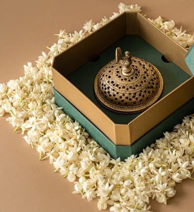 Samudra Manthan Dhoop Dhani | Brass Naquashi Incense Holder-With Incense and Gift Box