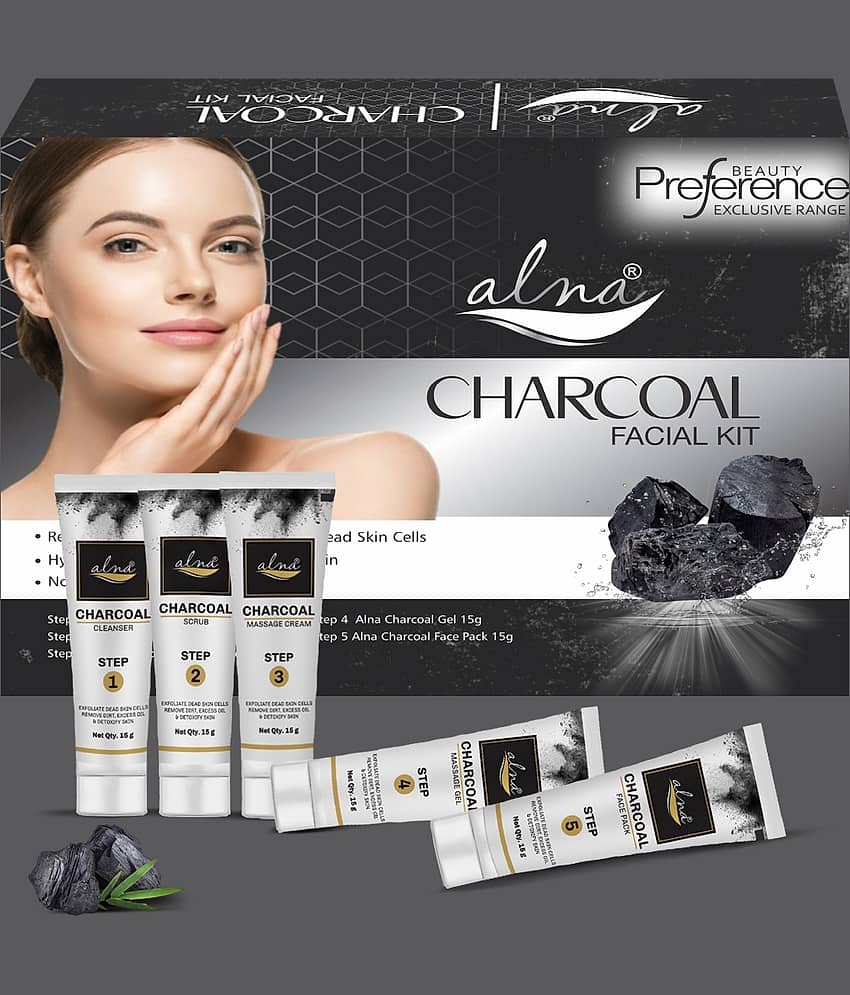 Alna Charcoal Facial Kit 75gm Gives Glowing Skin , Pack of 1