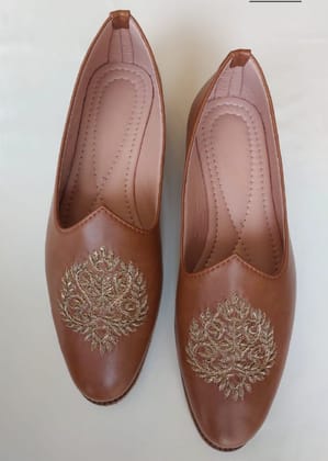 Tan Hand Work Leather Loafers Shoes-6