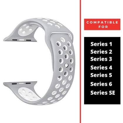 Grey White Dotted Silicone Strap For Apple Watch Series Ultra 2 (42mm/44mm/45mm/46mm/49mm)