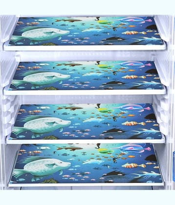 Exopick Set of 4 PVC Blue Fridge Mats ( 11.5 X 17.5 In)