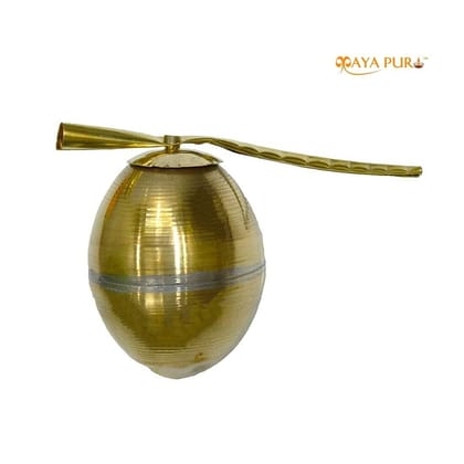 MAYAPURI Nariyal/Daab/Brass Coconut for Puja (Golden), Standard Size (Pack of 1)