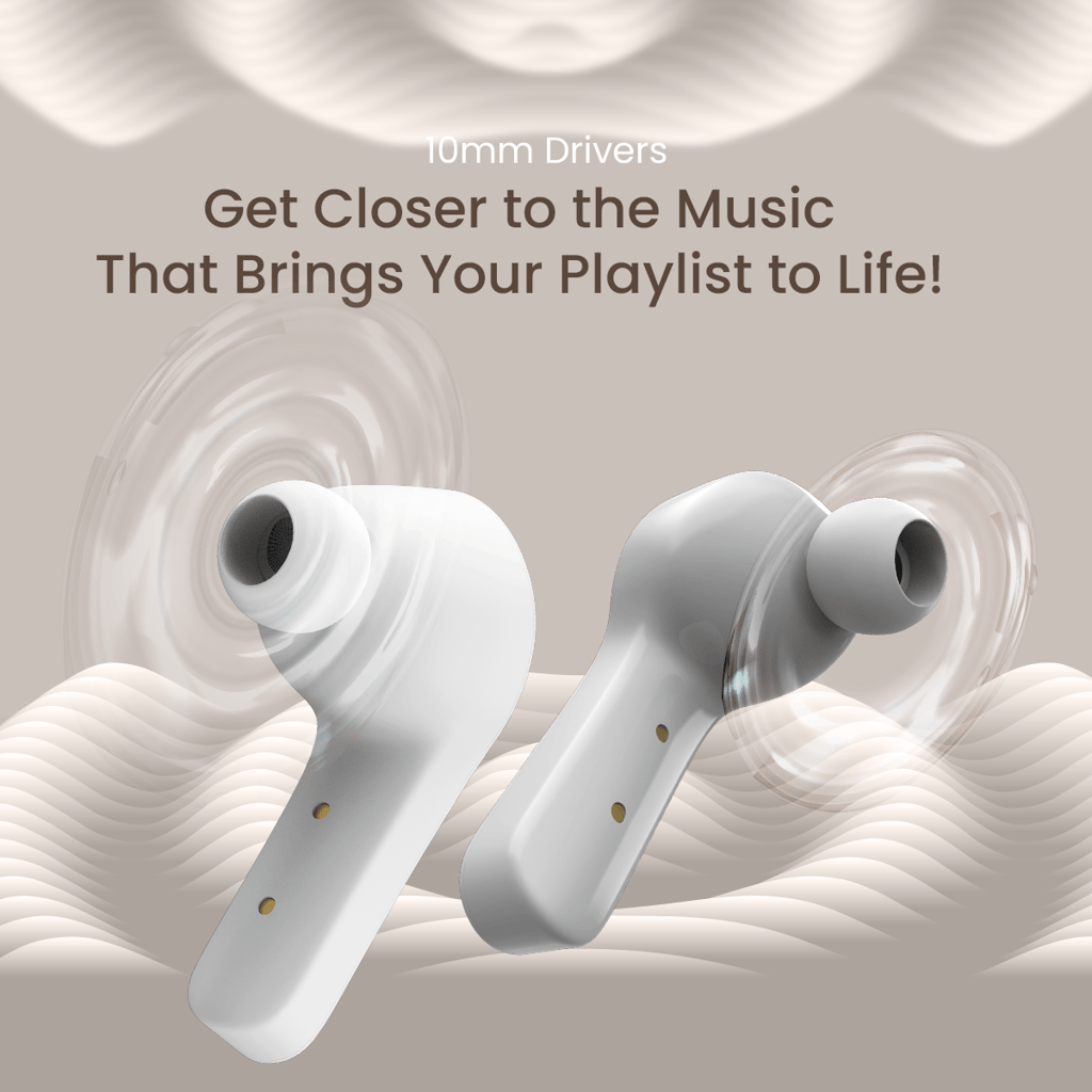 Cellecor BroPods CB07 Waterproof Earbuds With 25 Hours Playtime, ENC, 10mm Driver Bluetooth-White