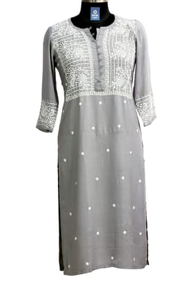 Rayon Kurti | Grey | Pattern Stripes Rayon Kurti | Grey | Pattern Stripes