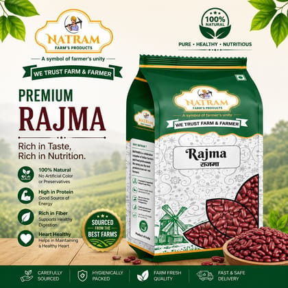NATRAM (Rajma Kidney Beans + Moong Dal Chilka Unpolished) Combo Pack | 500 Gram Each