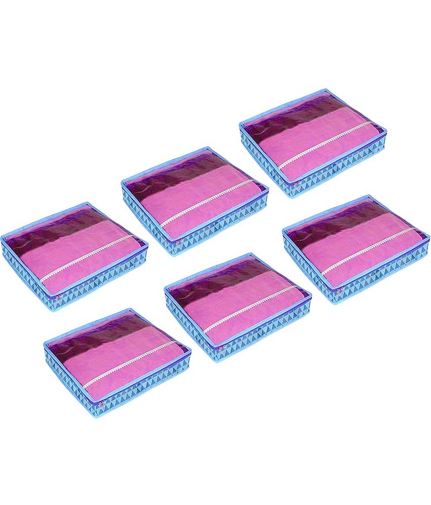 PrettyKrafts Blue Saree Covers - 6 Pcs