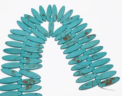 Howlite Synthetic Turquoise Beads One Strand approx 41 PCS , Size- 6X30 MM (FRZ-025)-Turquoise / 75