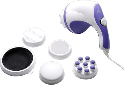 DENZCART Electric Handheld Massager with 3 Heads, Variable Speeds, for Full Body Relief, Black