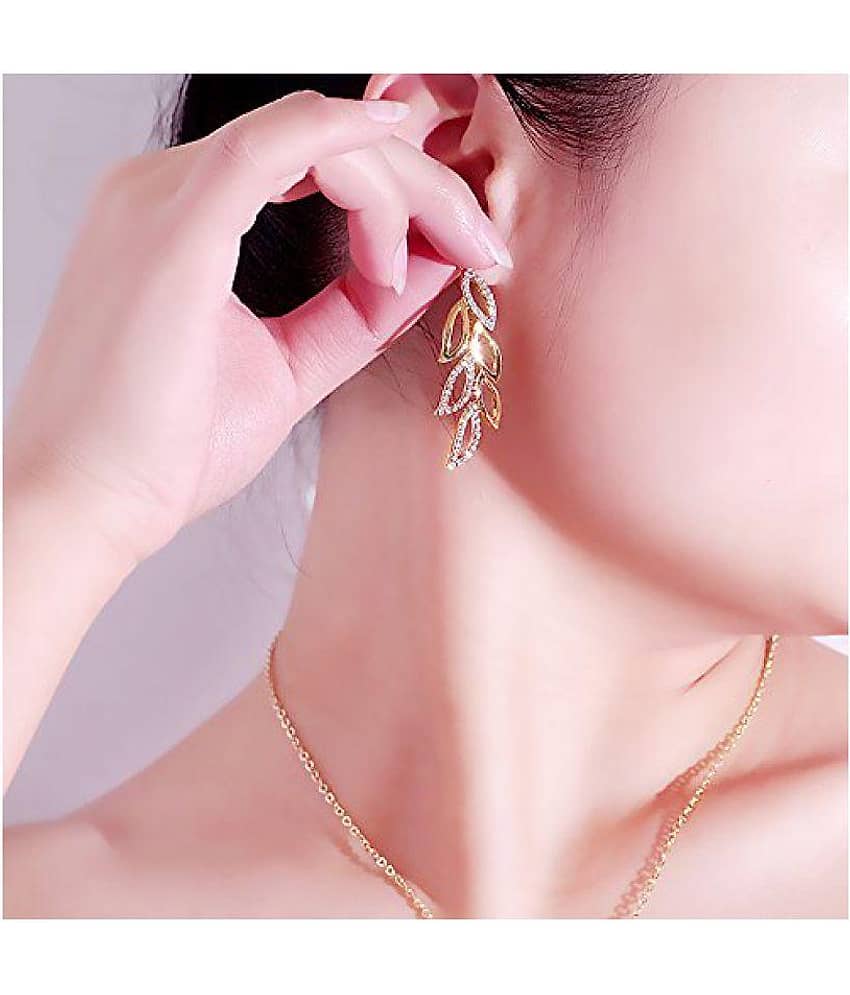 YOUBELLA Golden Drop Earrings ( Pack of 1 )