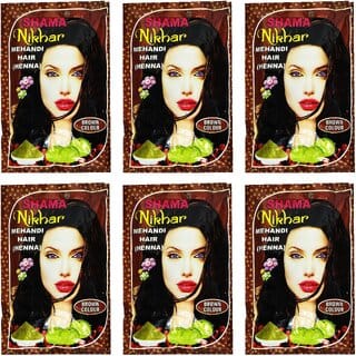 Shama Nikhar Henna Mehandi Brown Hair Colour - 45g (Pack Of 6)