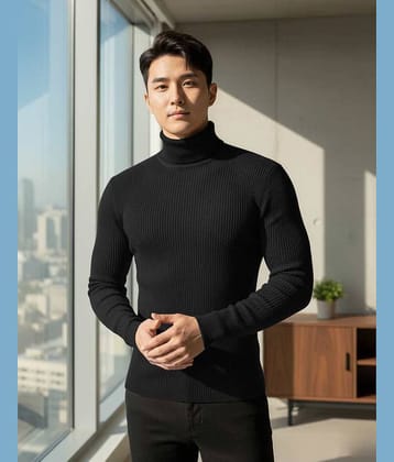 CAT BUNNY Woollen High Neck Men's Full Sleeves Pullover Sweater - White ( Pack of 1 )