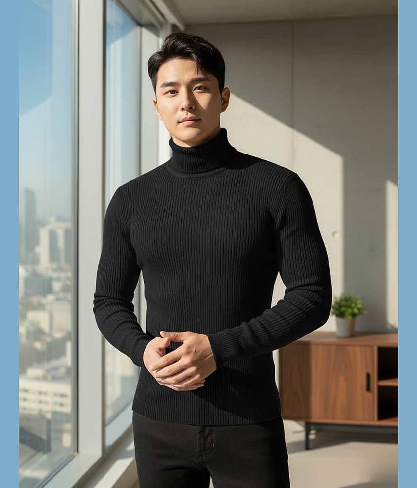 CAT BUNNY Woollen High Neck Men's Full Sleeves Pullover Sweater - White ( Pack of 1 )