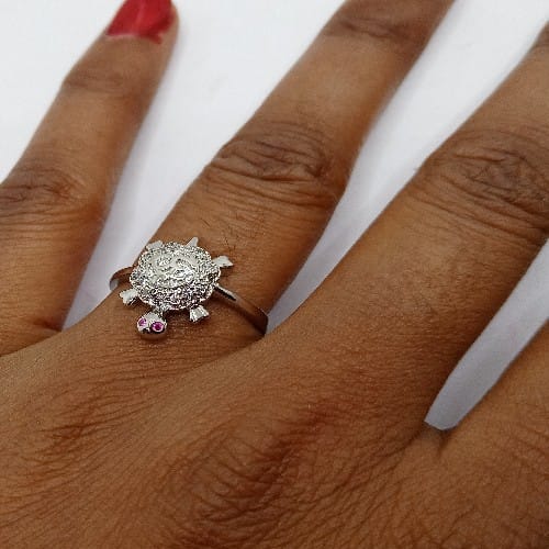 Turtel Ring 916percent Pure Silver R-8