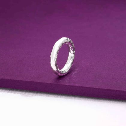 Chunky Hammered Band Silver Ring-None / Silver / US 6 (16.5 mm Diameter)