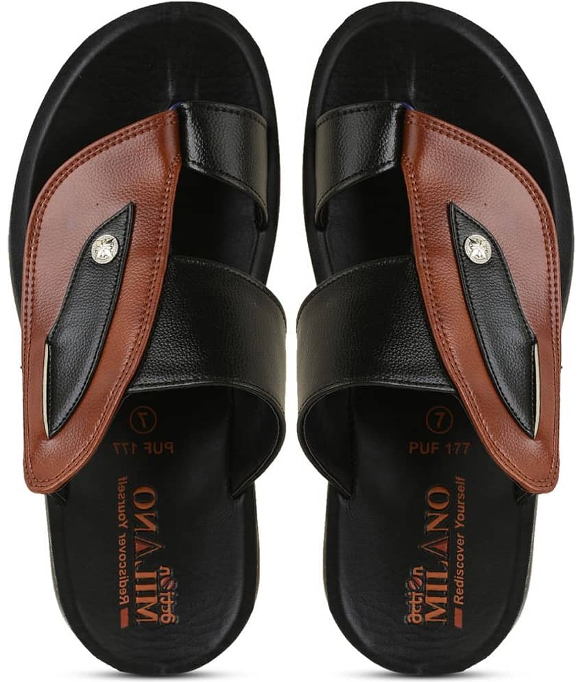 Action Black Men's Thong Flip Flop