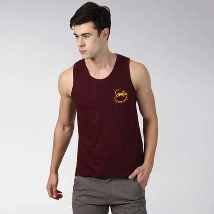Mens Print  Sleeveless Tshirt-XS / Maroon