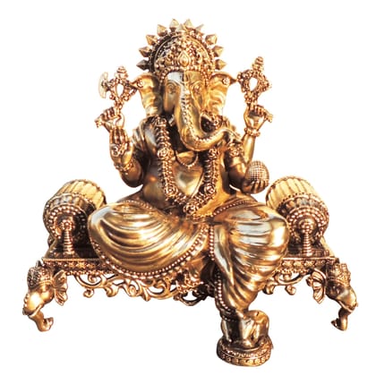 Brass Showpiece Ganesh Ji God Idol Statue, Made From Machine (BSMAS1805 G)