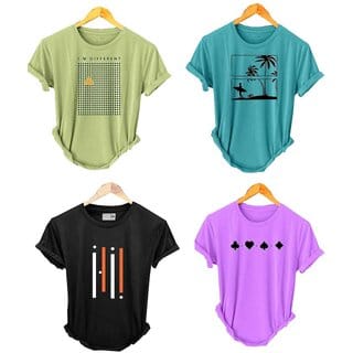 (Pack Of 4) Fashlook Printed T-Shirts for Men - Stylish & Comfortable Casual Wear (Multicolor)