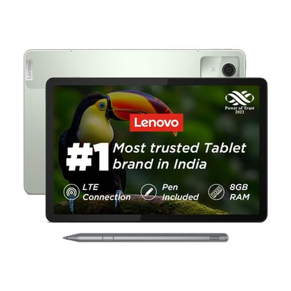 Lenovo M11 with Pen Tablet with  4G (LTE) + Wi-Fi | 8 GB RAM, 128 GB ROM (Expandable Up to 1 TB) | 11 Inch Screen, 90 Hz Refresh Rate, Quad Speaker with Dolby Atmos, 13 MP Rear Camera, Google Kids Space- Seafoam Green