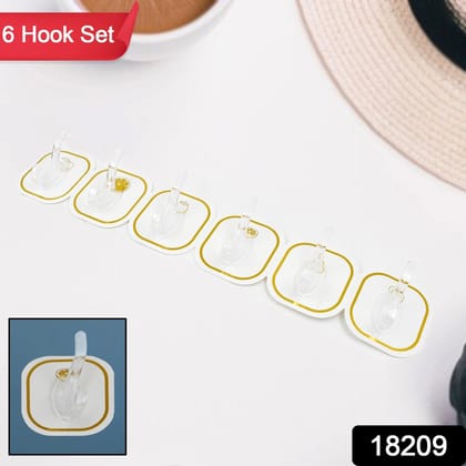 TRANSPARENT ADHESIVE WALL HOOK (6 PCS SET)