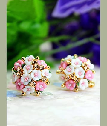 YOUBELLA Multi Color Stud Earrings ( Pack of 1 )