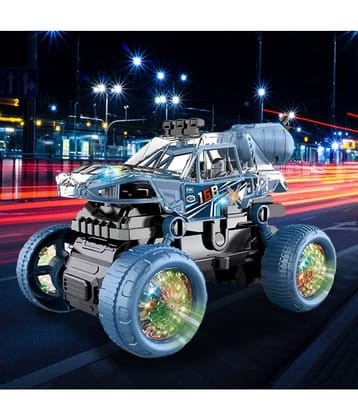 TOY DEKHO Stunt Car Toy for Kids - Stunt Spray Battery Operated Car with 3D Flashing Light & Sound Toy for Kids Friction Power Toy Car for Kids - 360 Degree Stunt Car for Boys Age 3+ Years Stunt Toy Car