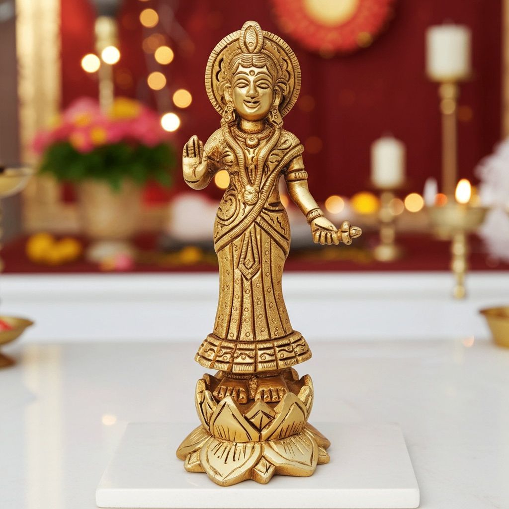 Brass Radha Ji Idol - Premium Brass Decorative Statue, Height : 6.6 Inch (BSMAS1267 R)
