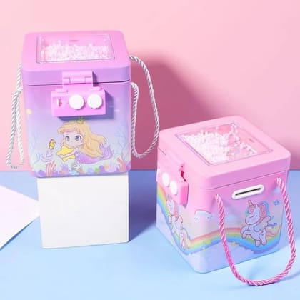 Piggy bank with lock | Big piggy bank-Pink