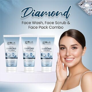 Globus Naturals Shine Boosting Diamond Face Care Combo - Face Wash, Face Scrub & Face Pack