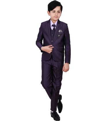 Fourfolds Boys Polyester Blazer ( Pack of 1 , Purple )
